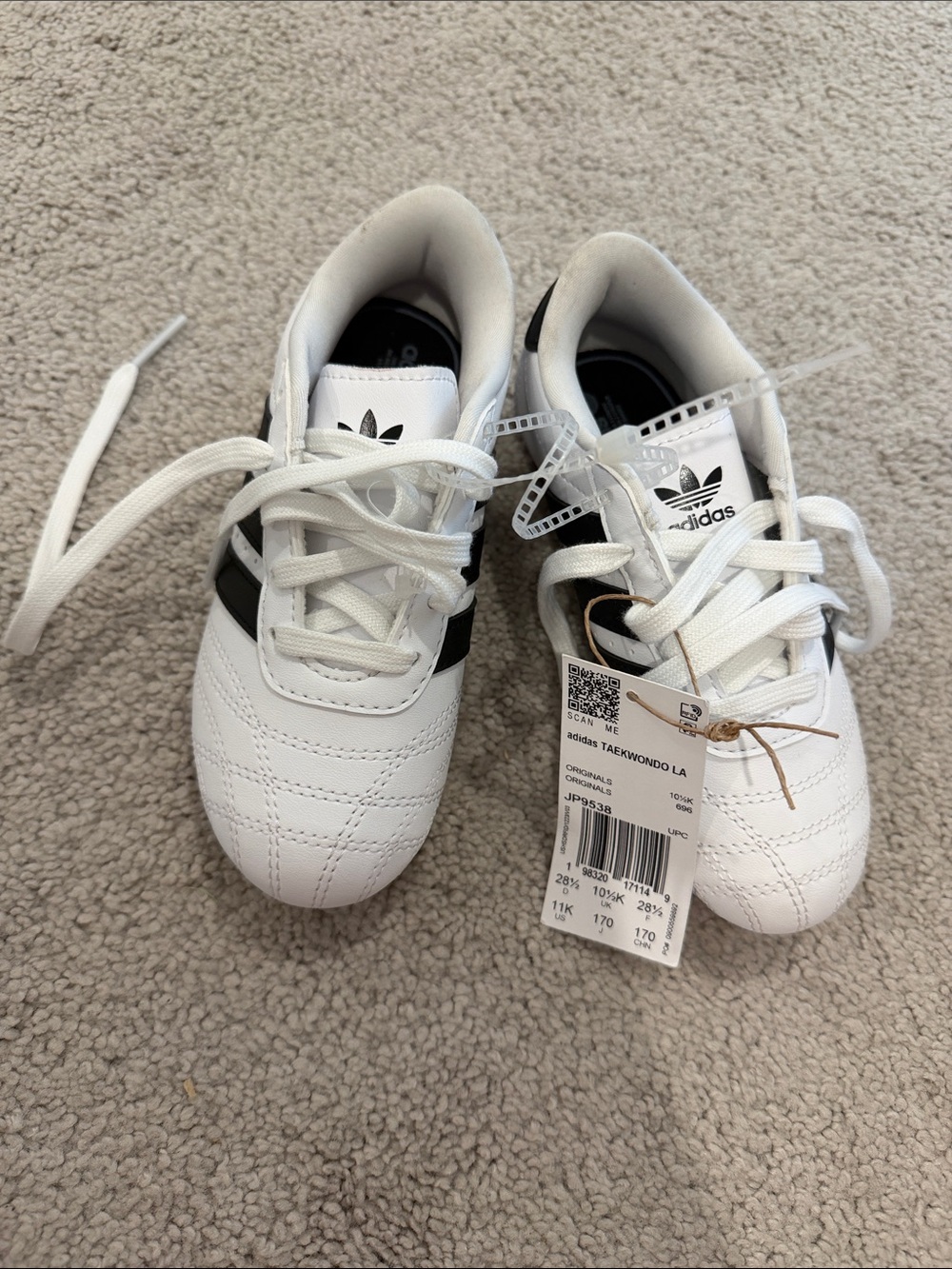 adidas Kids White & Black Taekwondo Trainer Sneakers